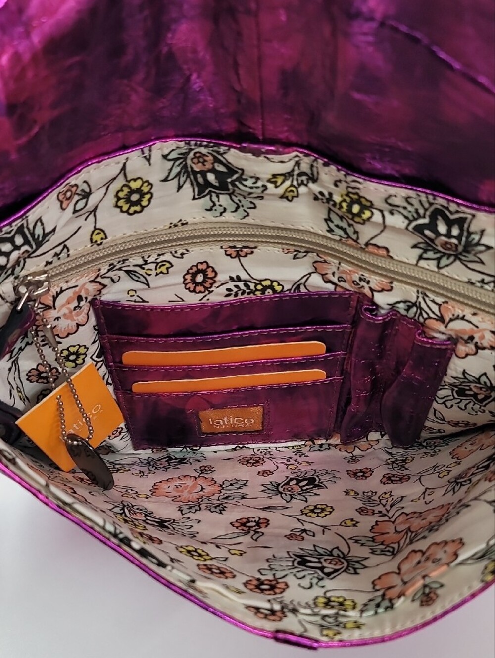 Latico Nwt Metallic Purple Dual Crossbody/Backpack/Shoulder Tote Bag - Picture 5 of 7